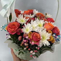 Композиция в корзине «Оранжевое настроение» 