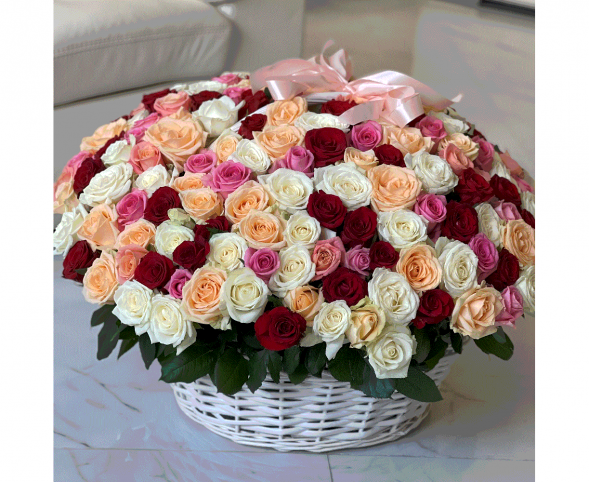 201 роза в корзине в Новоозёрном