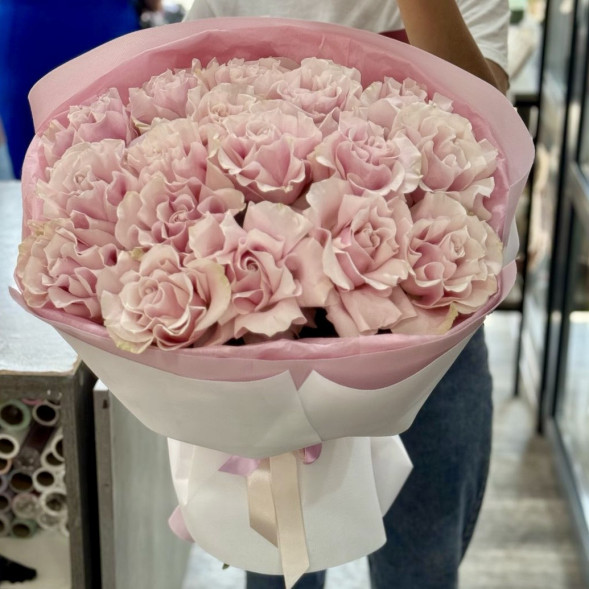 Букет 9 французких нежно-розовых роз в Новоозёрном